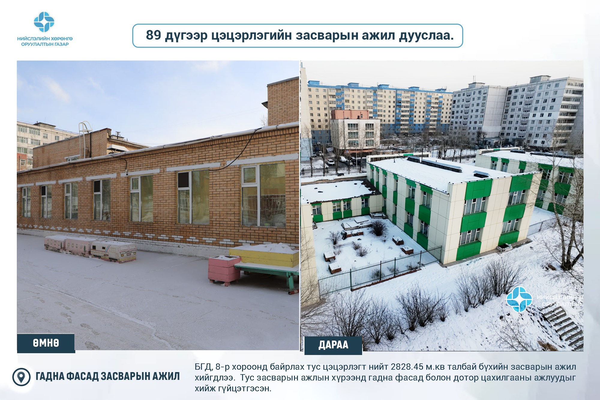 89-р цэцэрлэгийн засварын ажлууд дууслаа